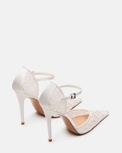AVANT White Lace Pointed-Toe Stiletto Pump Women's Heel