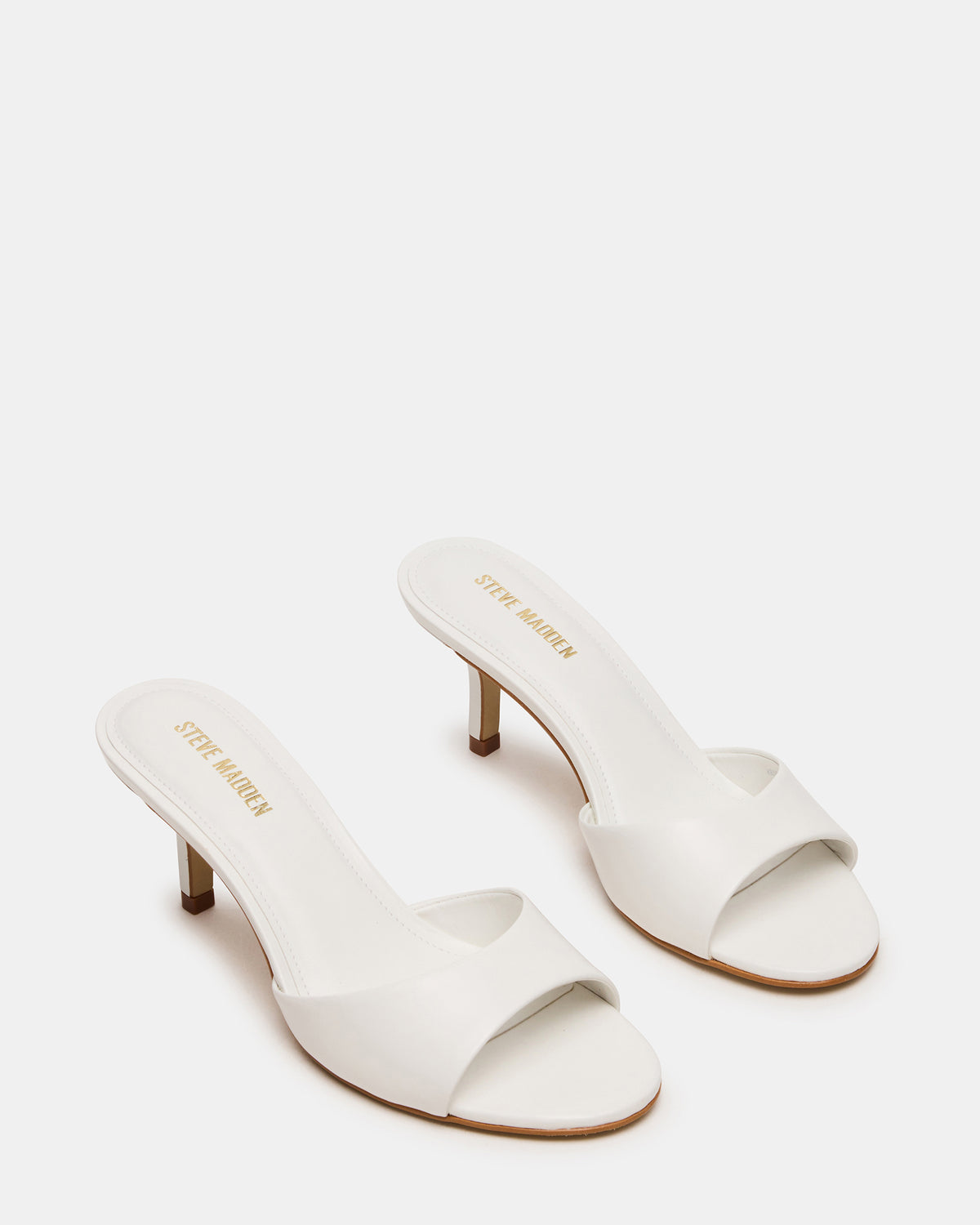 KENDRIX White Leather Mule Stiletto Women's Heel