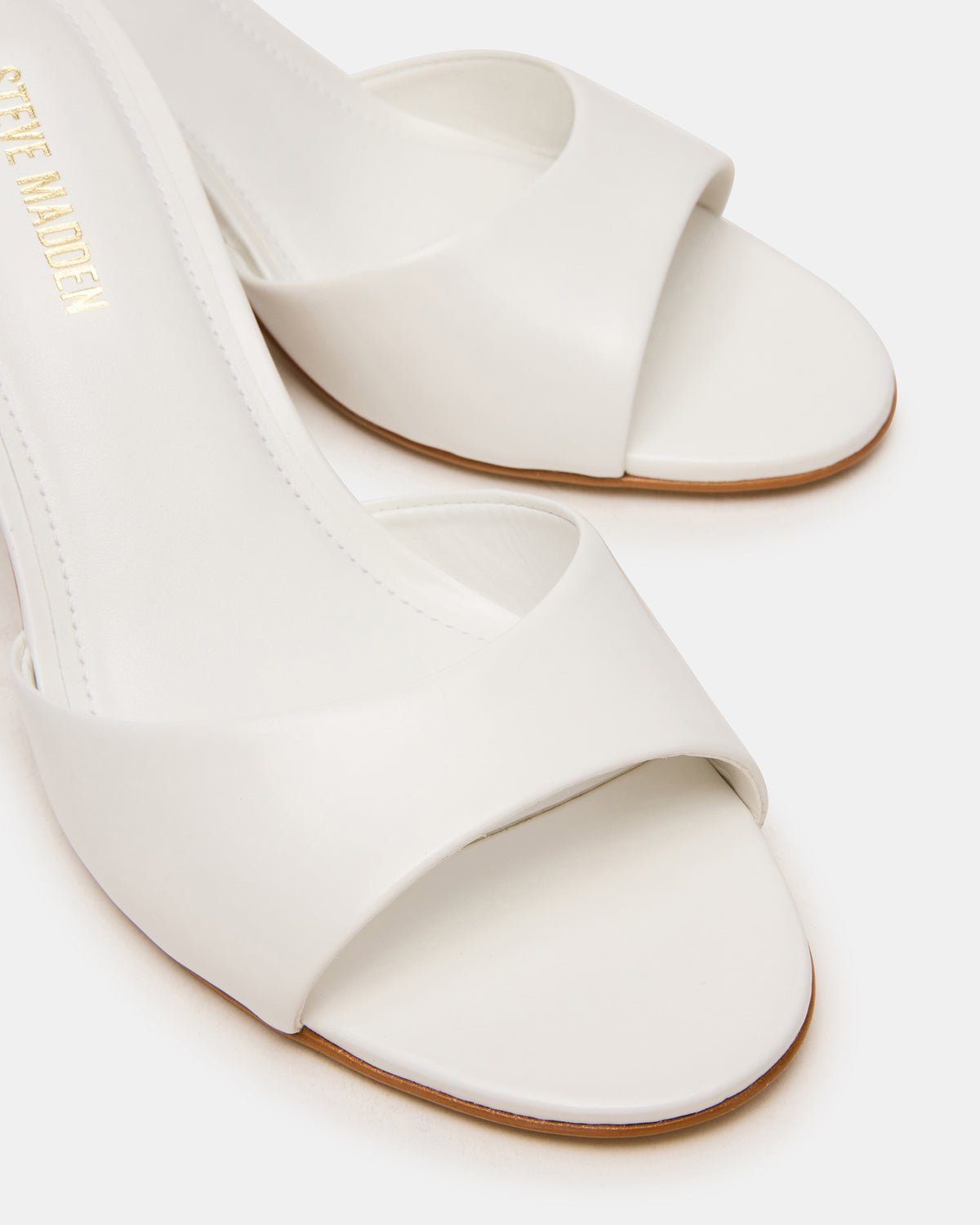 KENDRIX White Leather Mule Stiletto Women's Heel