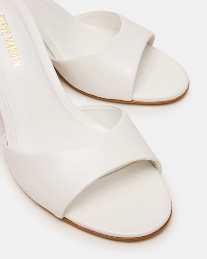 KENDRIX White Leather Mule Stiletto Women's Heel