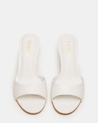 KENDRIX White Leather Mule Stiletto Women's Heel