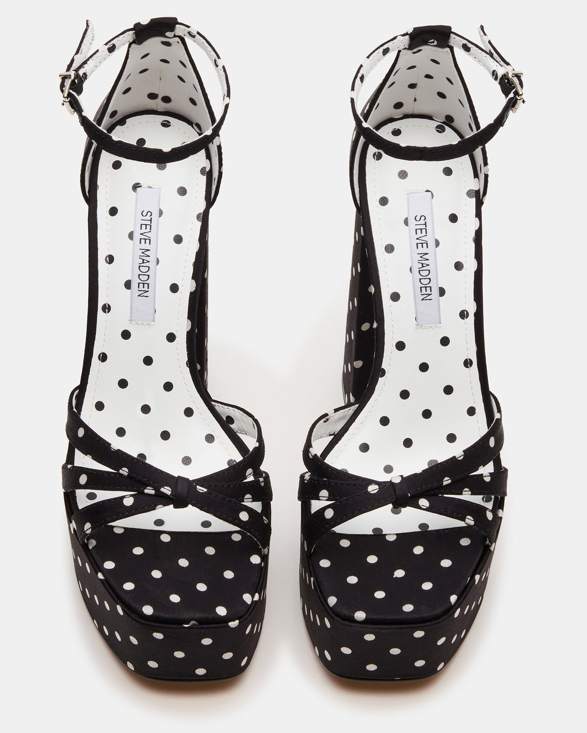 RETRO White/Black Polka Dot Open-Toe Block Heel Platform Women's Heel