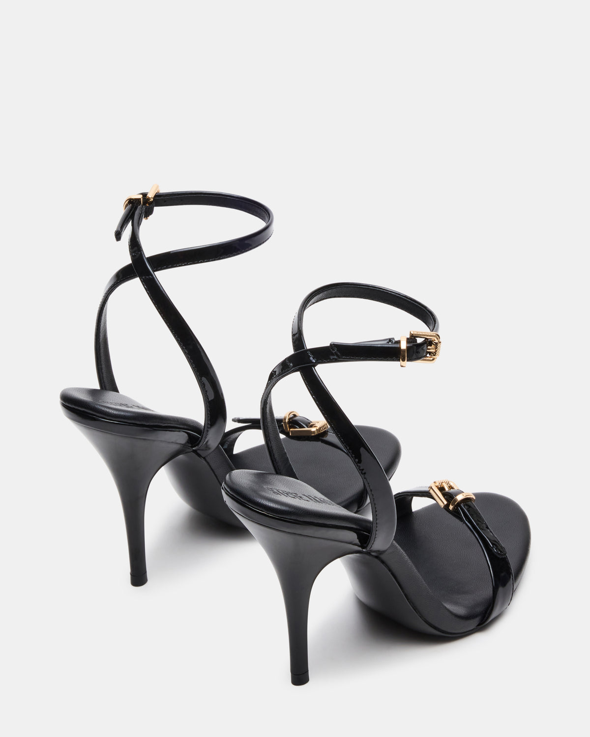 FOXX Black Patent Strappy Stiletto Open-Toe Women's Heel