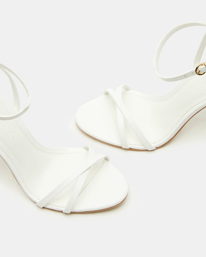 JYPSEY White Leather Strappy Stiletto Women's Heel