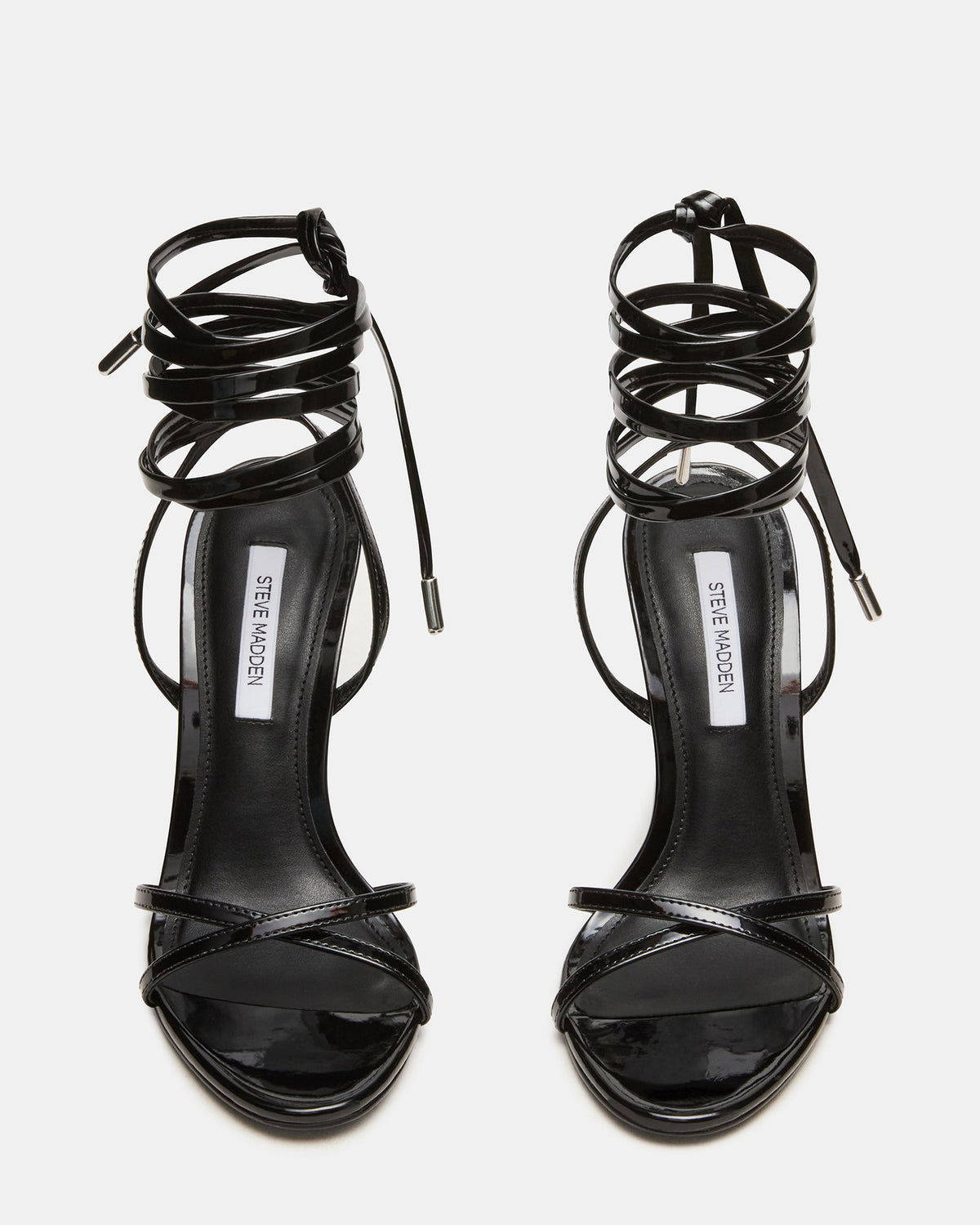 NERI Black Patent Strappy Stiletto Round-Toe Women's Heel