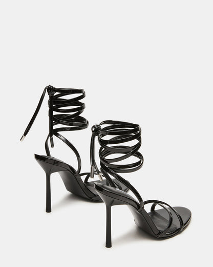 NERI Black Patent Strappy Stiletto Round-Toe Women's Heel
