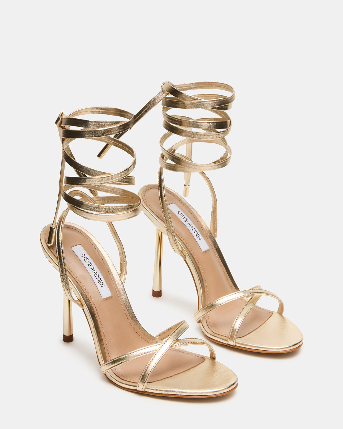 NERI Champagne Strappy Stiletto Round-Toe Women's Heel