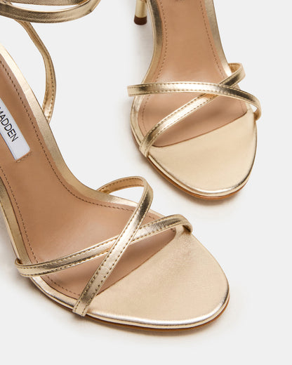 NERI Champagne Strappy Stiletto Round-Toe Women's Heel