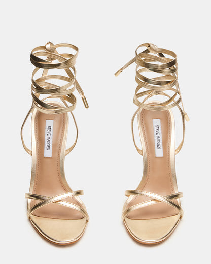 NERI Champagne Strappy Stiletto Round-Toe Women's Heel