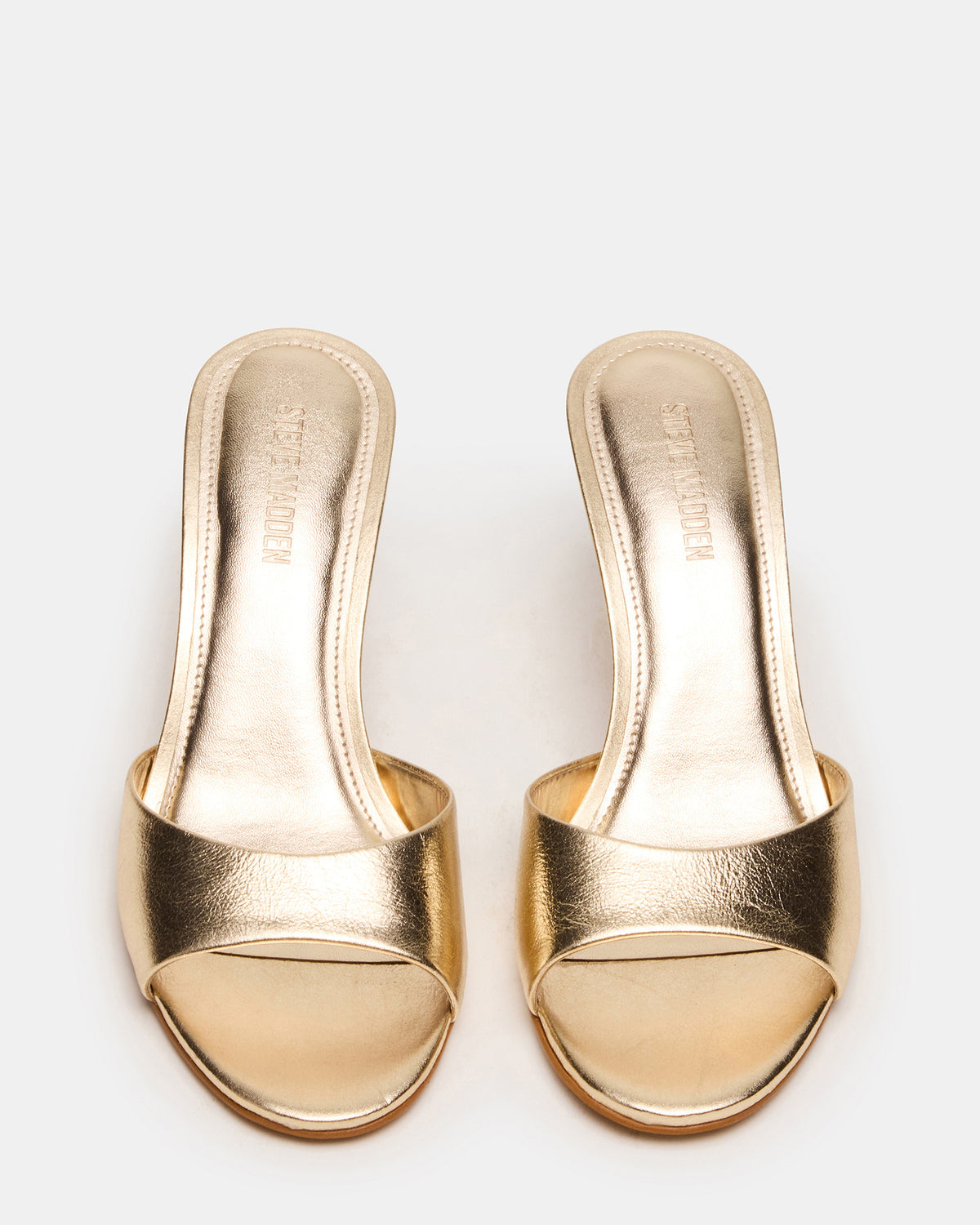 KENDRIX Gold Leather Mule Stiletto Women's Heel