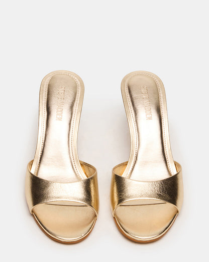 KENDRIX Gold Leather Mule Stiletto Women's Heel