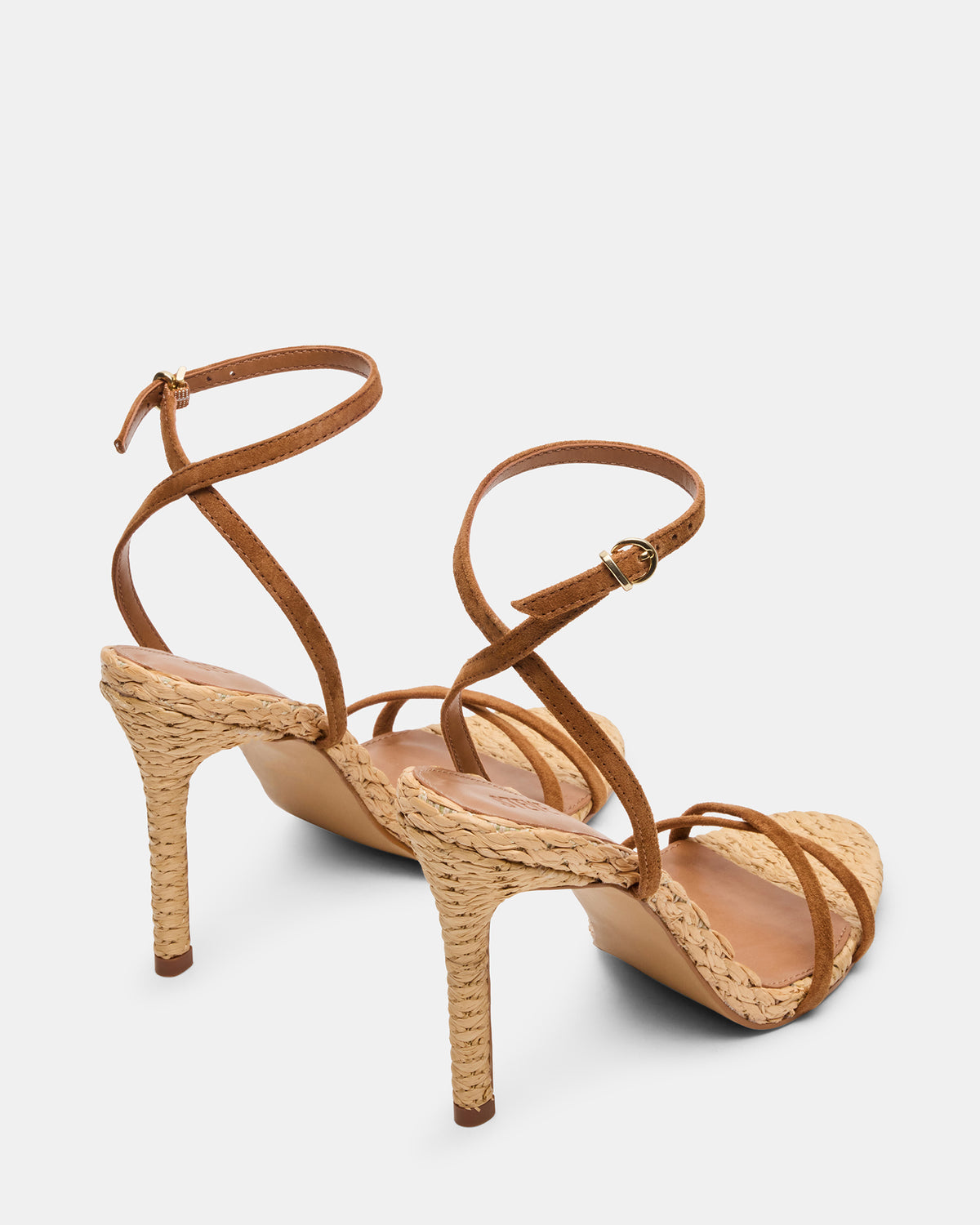 JYPSEY Chestnut Suede Raffia Strappy Stiletto Women's Heel
