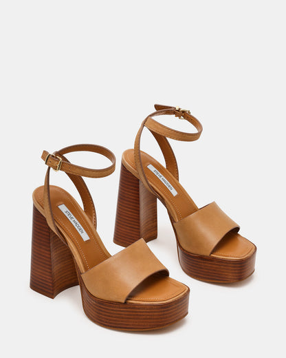 FLORIA Banana Leather Women's Platform Square-Toe Block Heel
