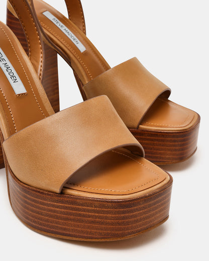 FLORIA Banana Leather Women's Platform Square-Toe Block Heel