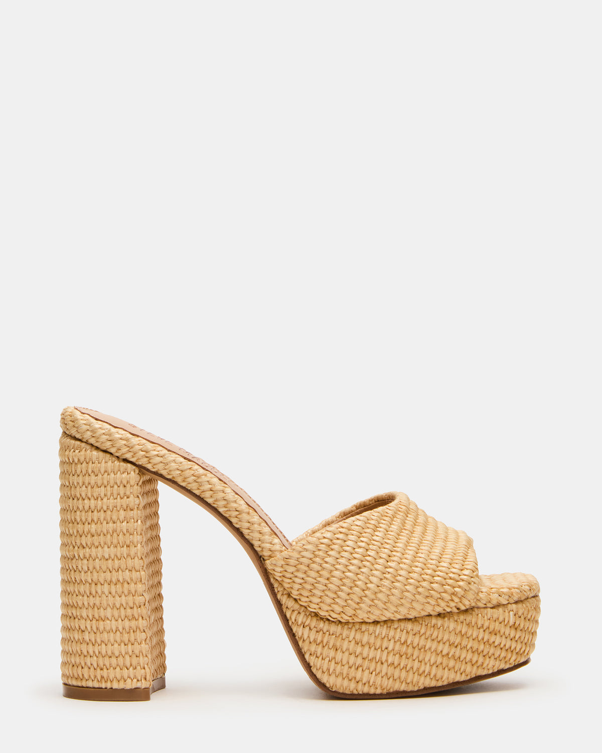 JOEL Natural Raffia Square-Toe Platform Raffia Mule Women's Heel