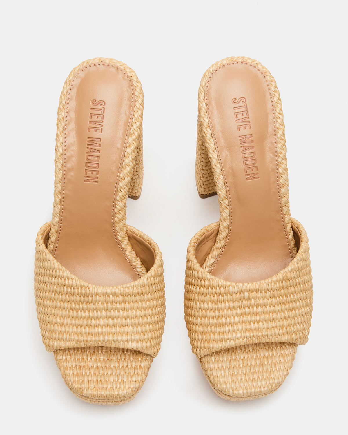 JOEL Natural Raffia Square-Toe Platform Raffia Mule Women's Heel