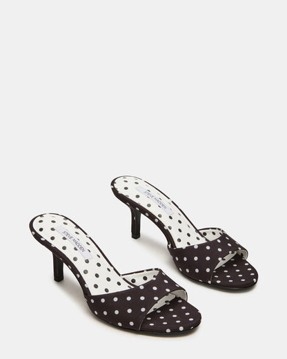 KENDRIX Black/White Mule Stiletto Women's Heel