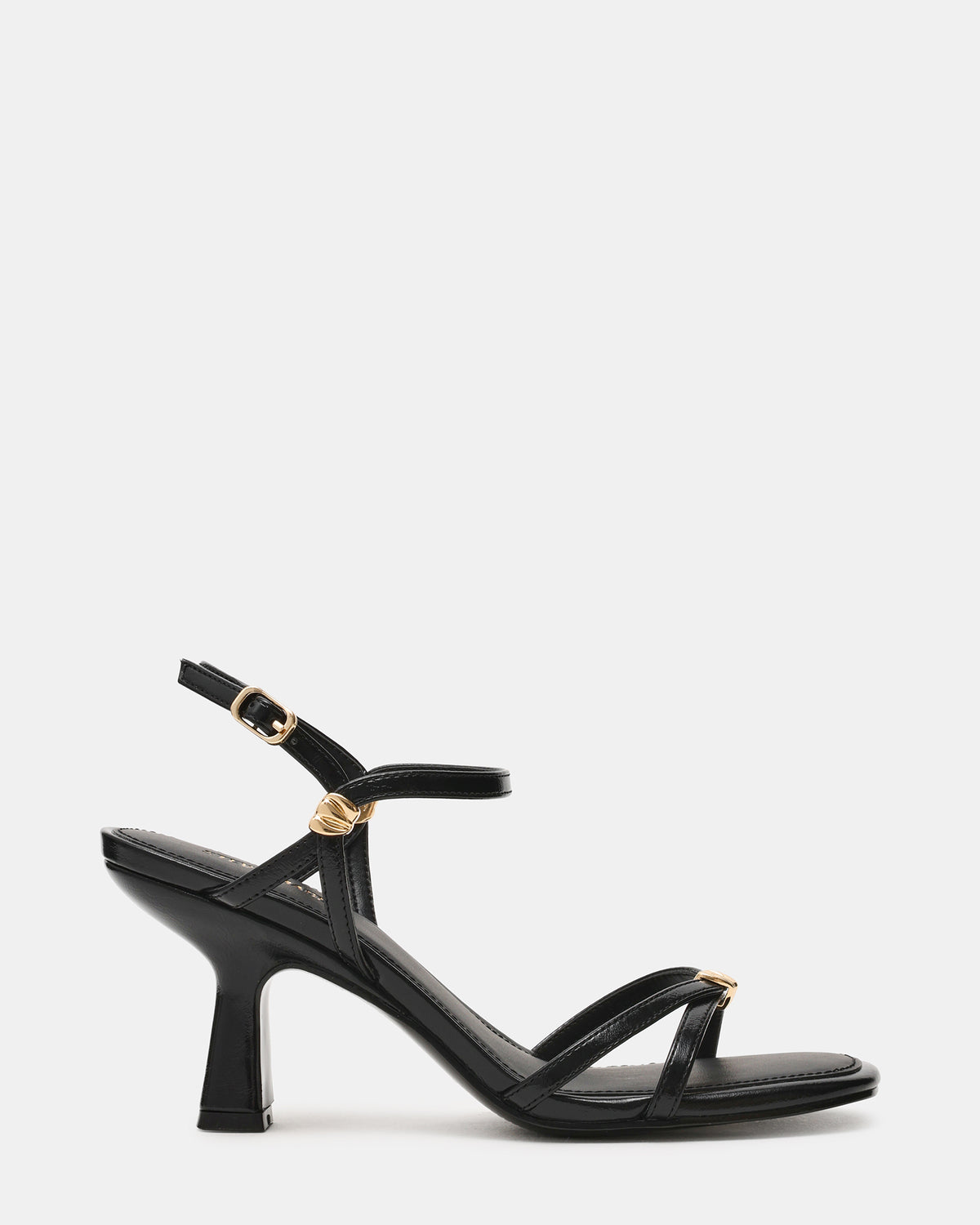 POSY Black Gold-Detail Strappy Square-Toe Women's Heel