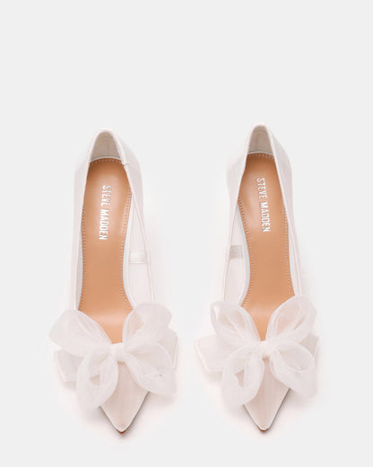 TAFFY White Bow Pointed-Toe Stiletto Pump Women's Heel