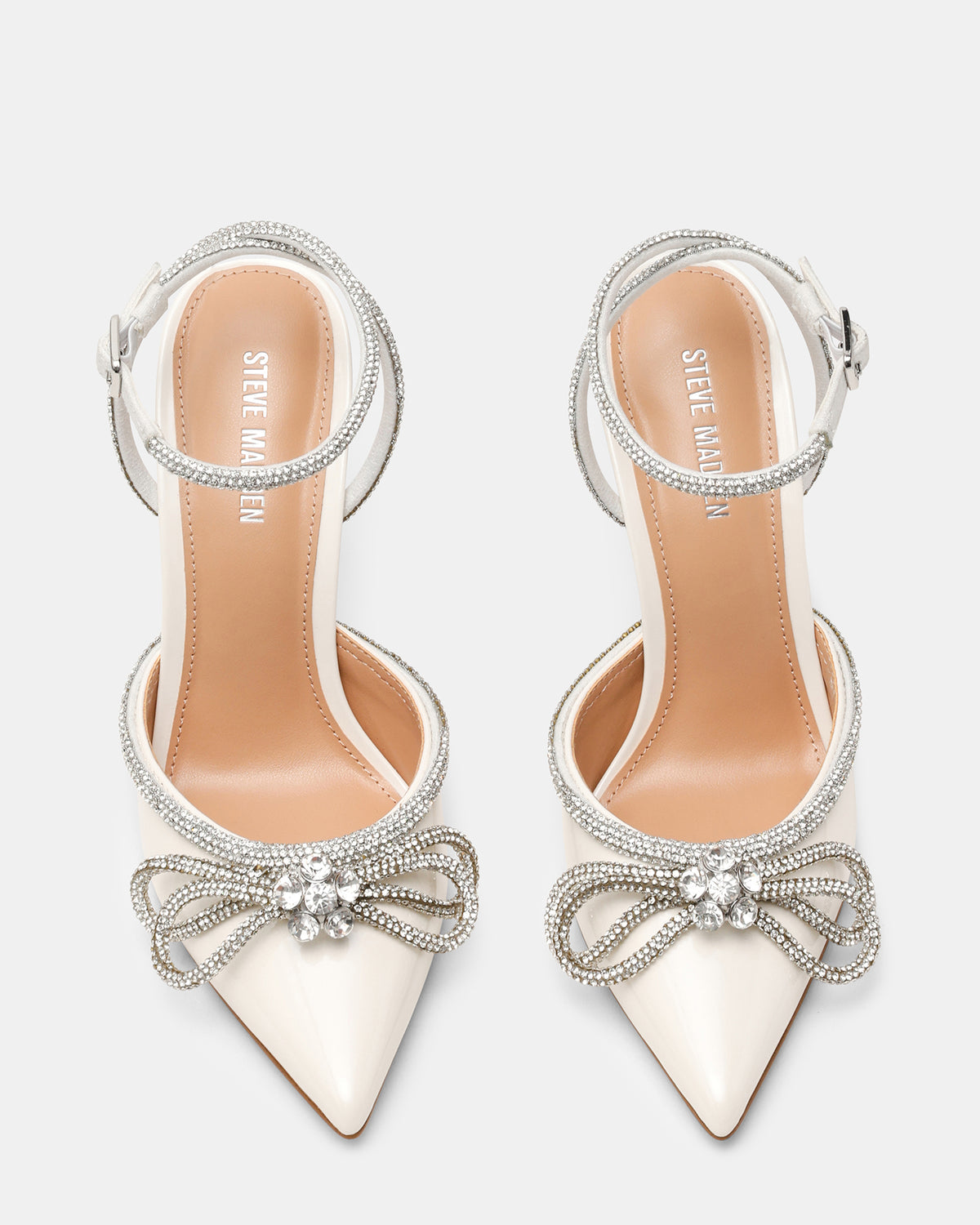 VIABLE Off-White Women's Rhinestone-Embellished Stilettos