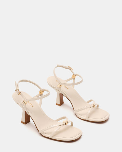 POSY Bone Gold-Detail Strappy Square-Toe Women's Heel