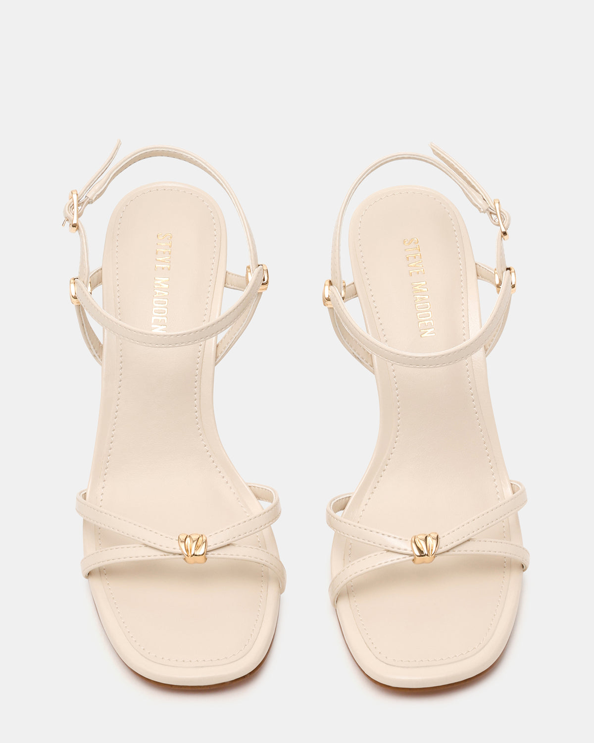 POSY Bone Gold-Detail Strappy Square-Toe Women's Heel