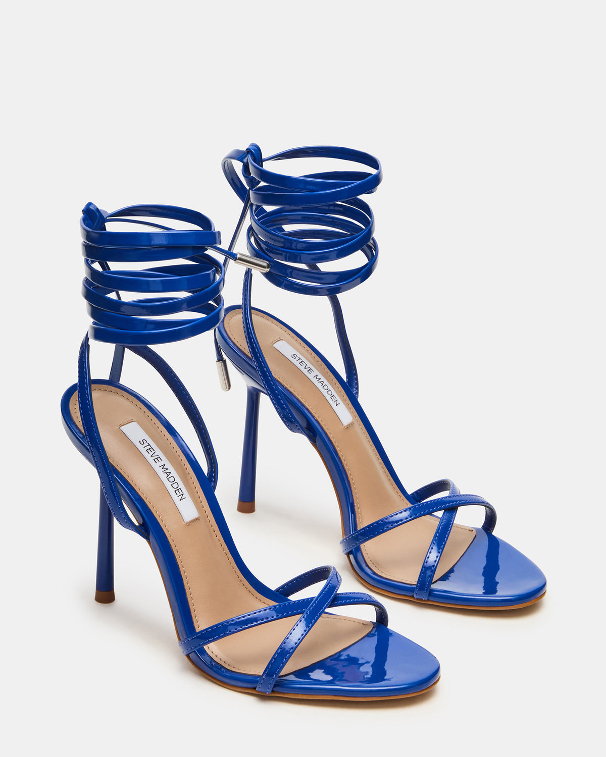 NERI Cobalt Patent Strappy Stiletto Round-Toe Women's Heel