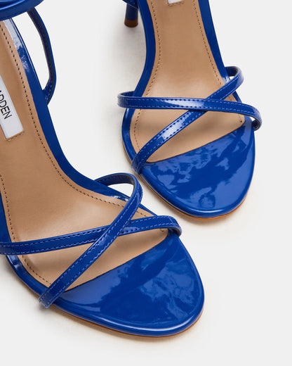NERI Cobalt Patent Strappy Stiletto Round-Toe Women's Heel