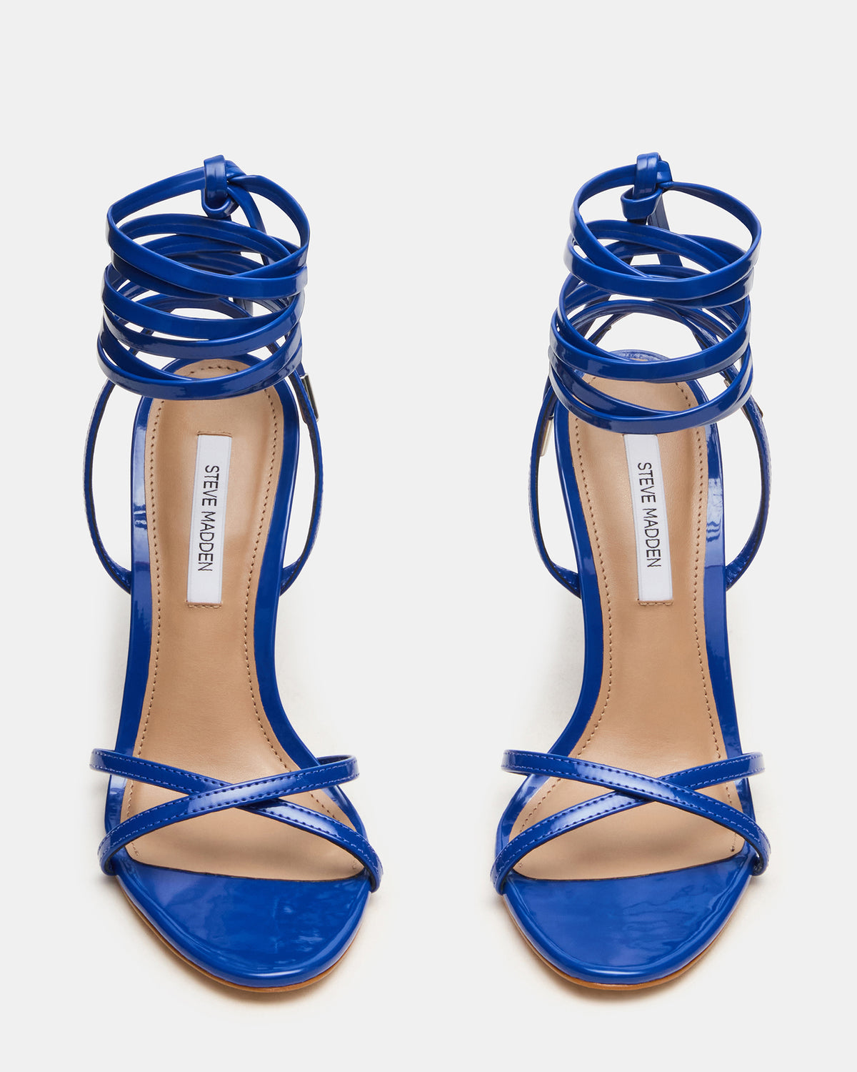 NERI Cobalt Patent Strappy Stiletto Round-Toe Women's Heel