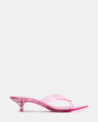 TRACIE Jelly Pink Thong Strap Women's Kitten Heel