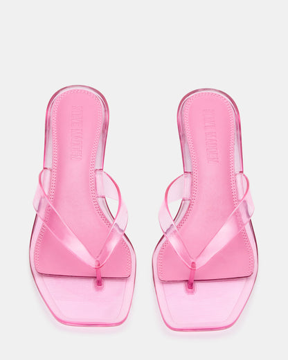 TRACIE Jelly Pink Thong Strap Women's Kitten Heel