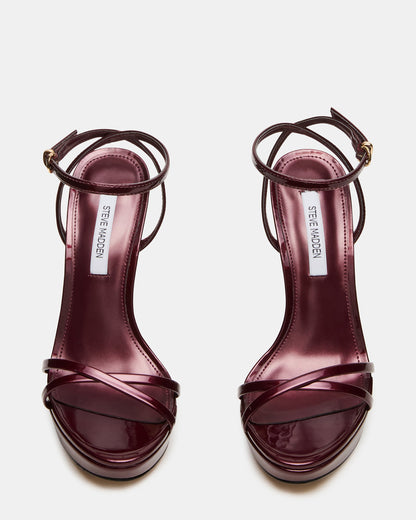 JUNI Cherry Pearl Criss Cross Stiletto Ankle Strap Women's Heel