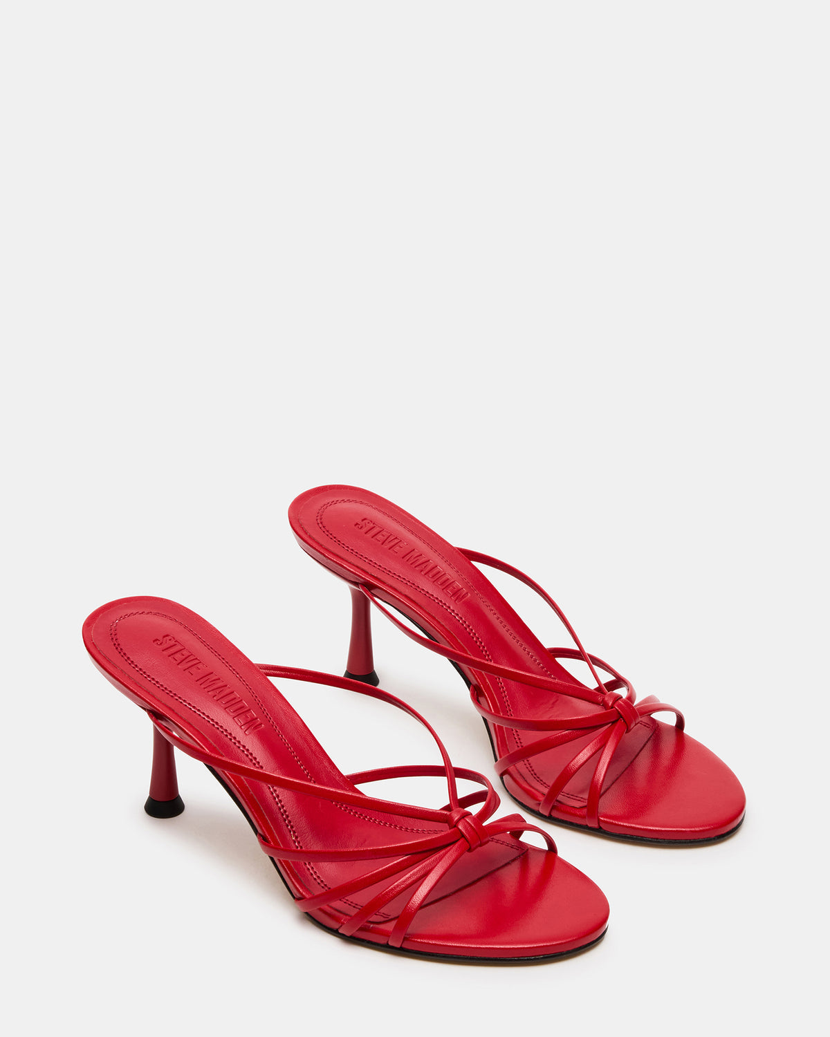 EDNA Red Leather Strappy Mule Women's Heel