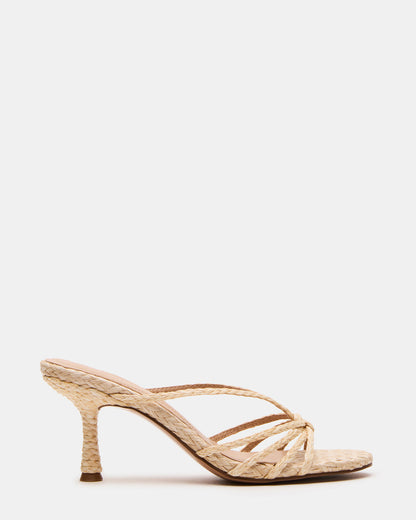 EDNA Natural Raffia Strappy Mule Women's Heel