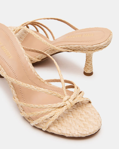 EDNA Natural Raffia Strappy Mule Women's Heel