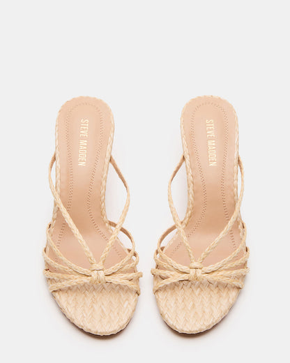 EDNA Natural Raffia Strappy Mule Women's Heel