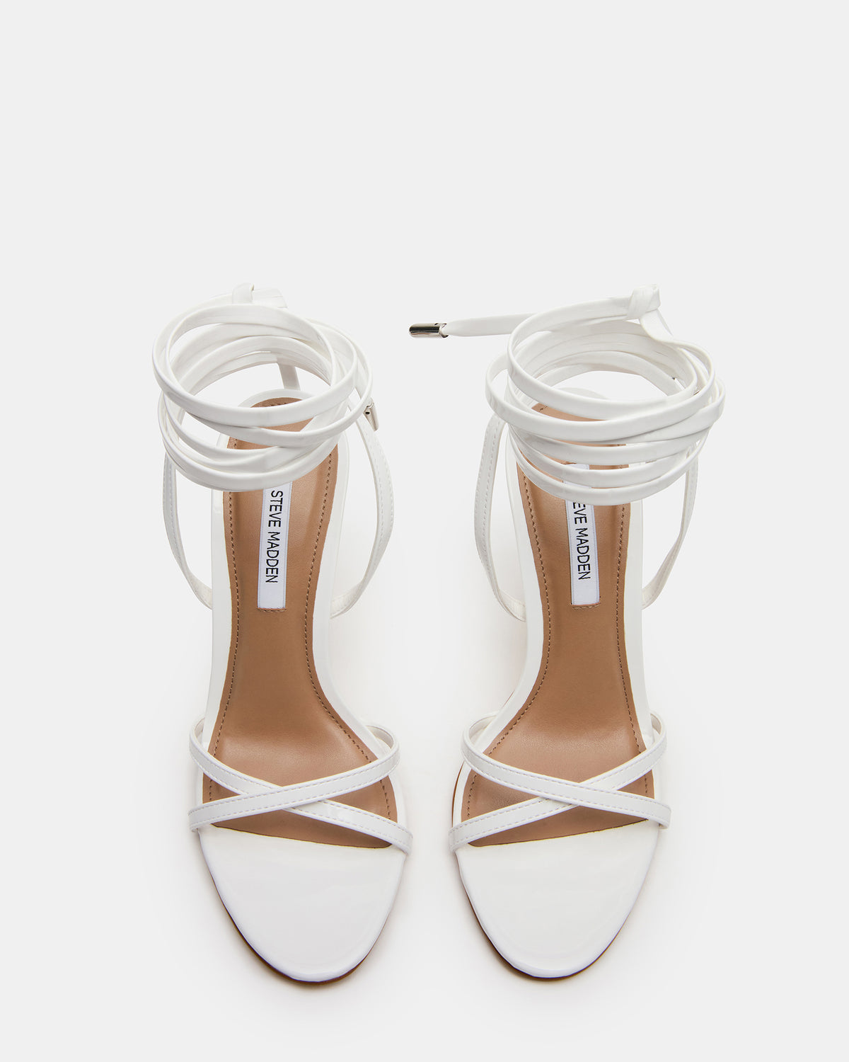 NERI White Patent Strappy Stiletto Round-Toe Women's Heel