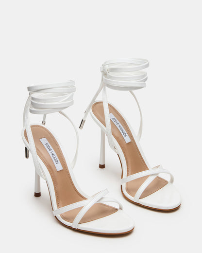 NERI White Patent Strappy Stiletto Round-Toe Women's Heel