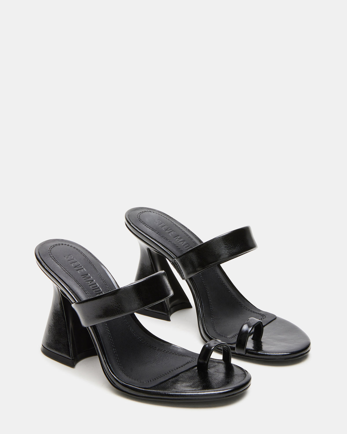 RENIE Black Women's Open Toe Mule Heel