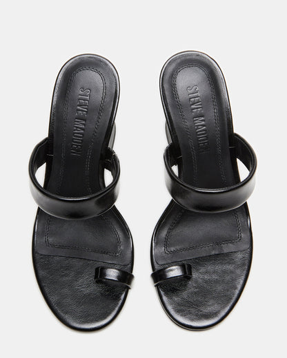 RENIE Black Women's Open Toe Mule Heel
