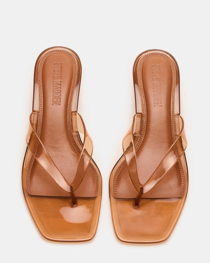 TRACIE Jelly Tan Thong Strap Women's Kitten Heel