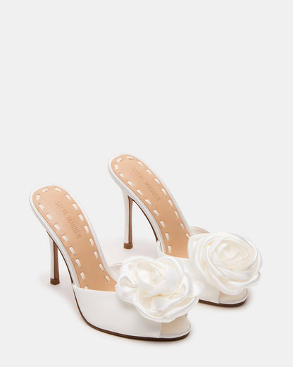 PRIYA Flower Ivory Satin Mule Women's Heel