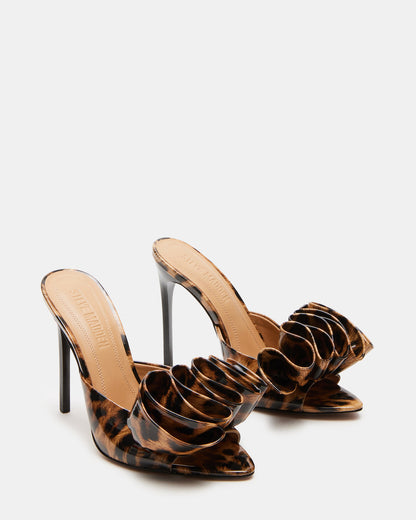 AFFINITY Leopard Patent Women's Multi Pointed-Toe Stiletto Mule Heel