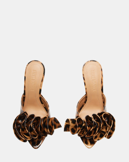 AFFINITY Leopard Patent Women's Multi Pointed-Toe Stiletto Mule Heel