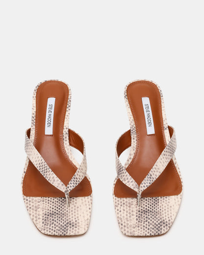 TRACIE Natural Snake Thong Strap Women's Kitten Heel