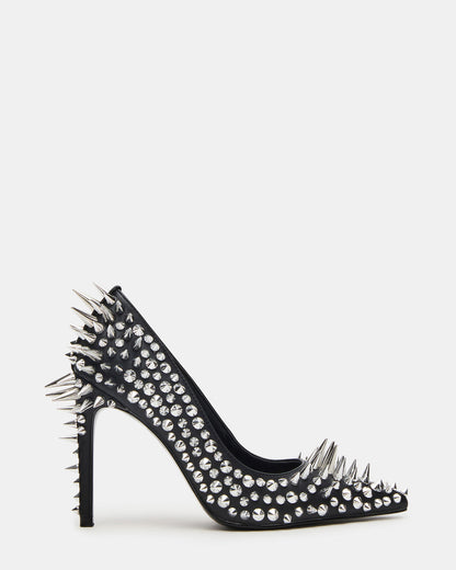 NOIR Black Stud Pointed-Toe Stiletto Pump Women's Heels
