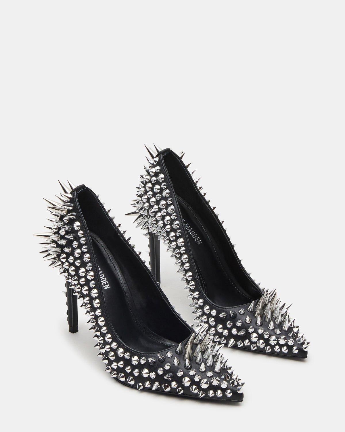 NOIR Black Stud Pointed-Toe Stiletto Pump Women's Heels