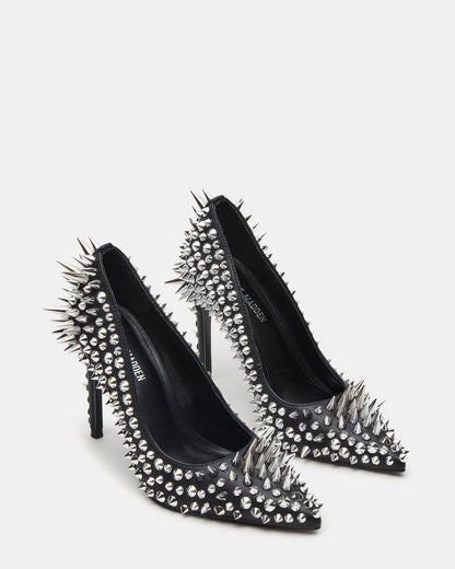 NOIR Black Stud Pointed-Toe Stiletto Pump Women's Heels