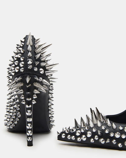 NOIR Black Stud Pointed-Toe Stiletto Pump Women's Heels