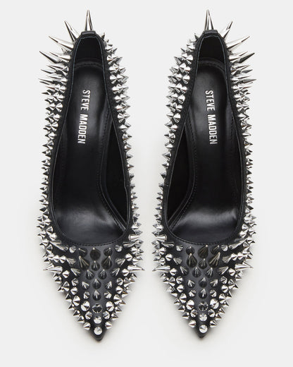 NOIR Black Stud Pointed-Toe Stiletto Pump Women's Heels